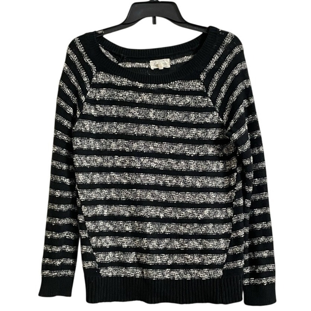 Lou & Grey LOFT Striped Sweater‎ Black & White Knit Pullover Size M